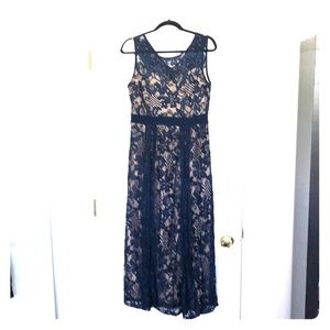 Blue lace plus size evening dress